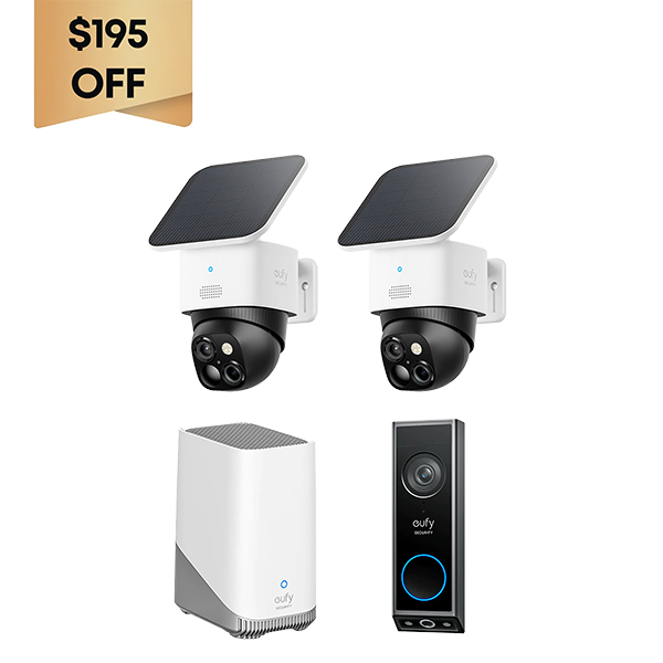 eufy SoloCam S340 (2-Pack) + Video Doorbell E340 + eufy HomeBase? S380