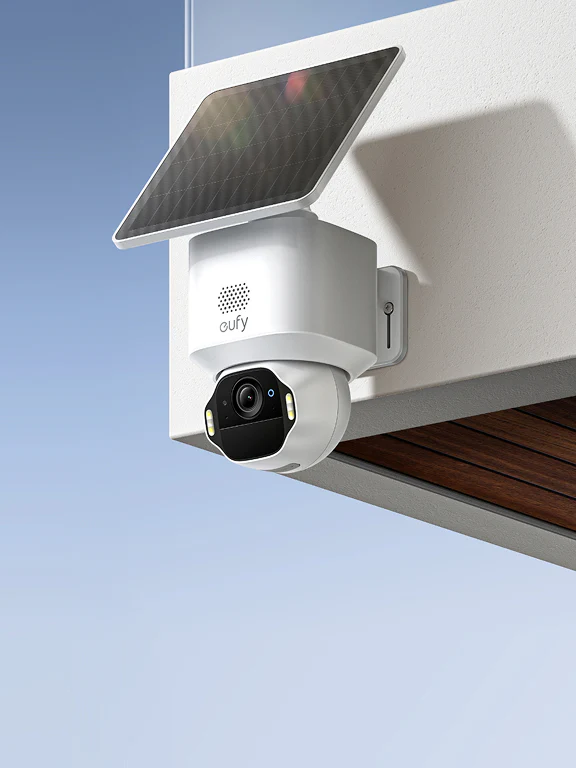 eufy security camera with solar panel for outdoor monitoring