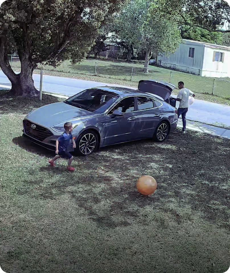 eufy child running for orange ball near car